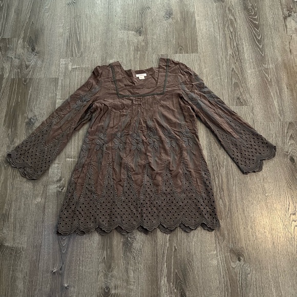 Sundance Brown Embroidered Tunic top - Picture 2 of 9